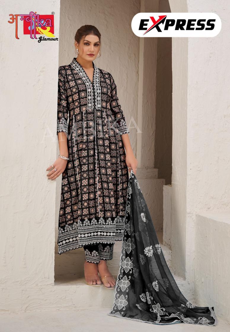 express by ambika rayon colour addition readymade combo suit for ladies  