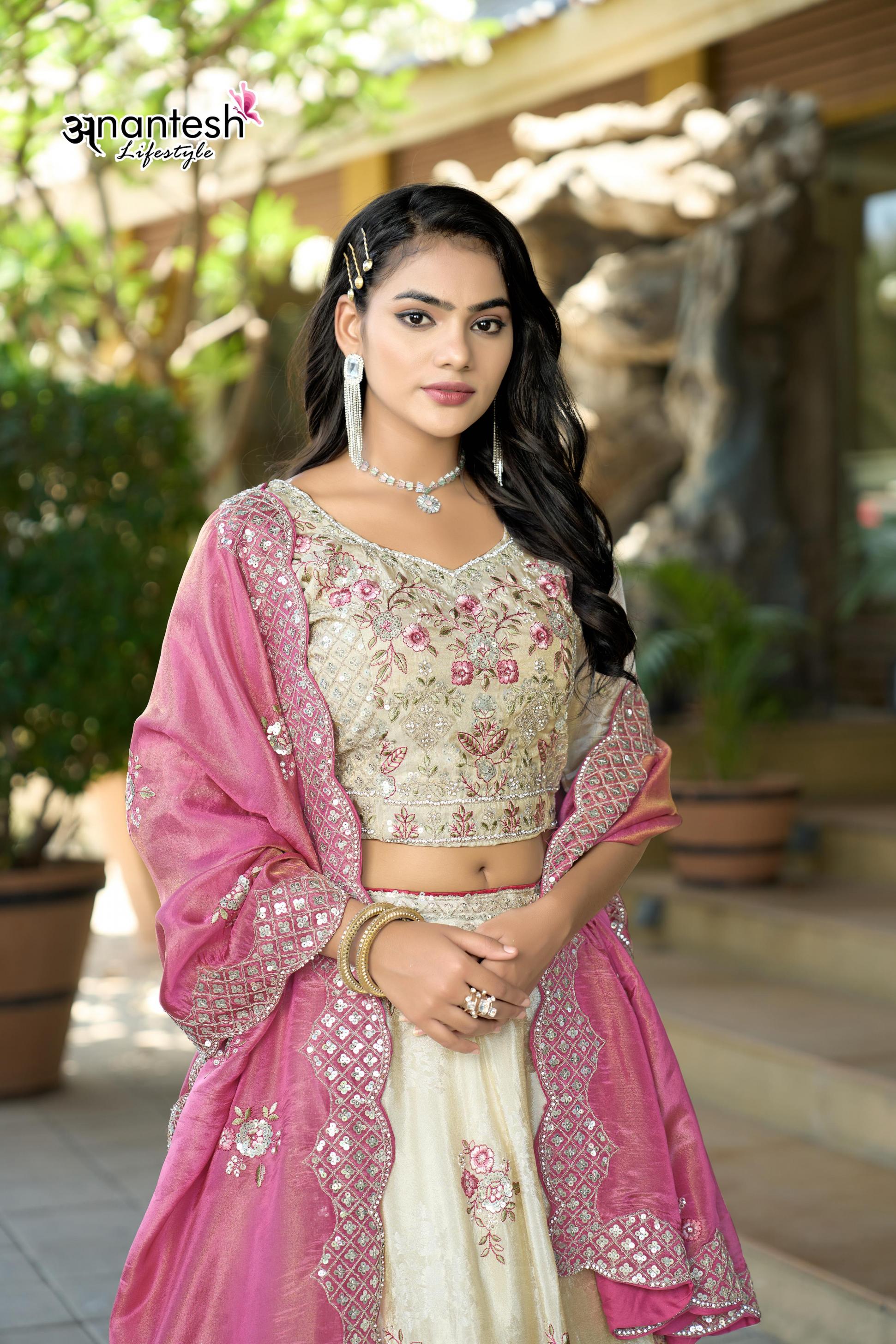5045 BY ANANTESH LIFESTYLE COSMOS JACQUARD TRENDY LEHENGAS ONLINE