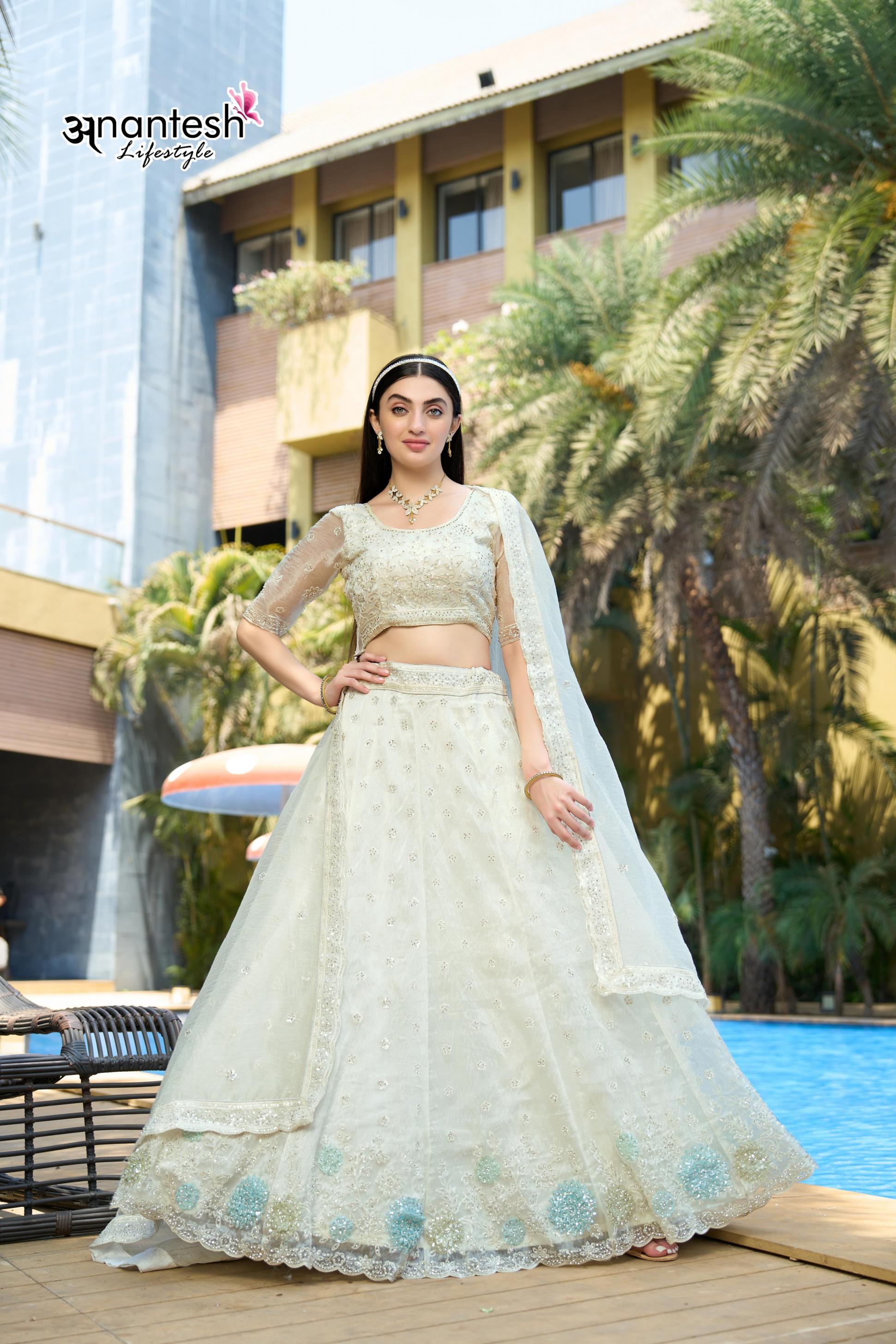 5047 BY ANANTESH LIFESTYLE FESTIVE ORGANZA SEMI STITCH LEHENGA CHOLI 