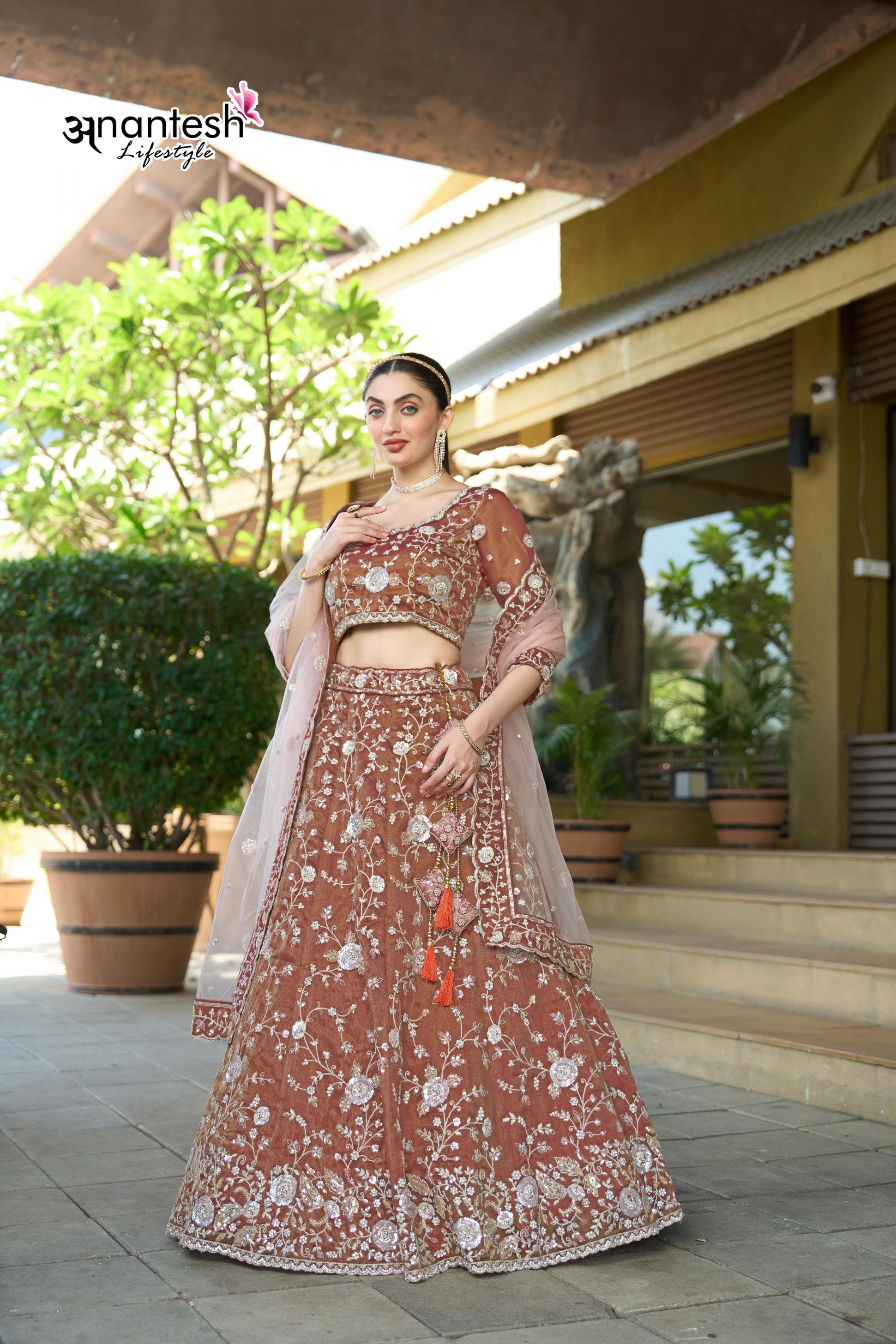5053 BY ANANTESH LIFESTYLE COSMOS TISSUE TRADITIONAL SEMI STITCH CHANIYA CHOLI 