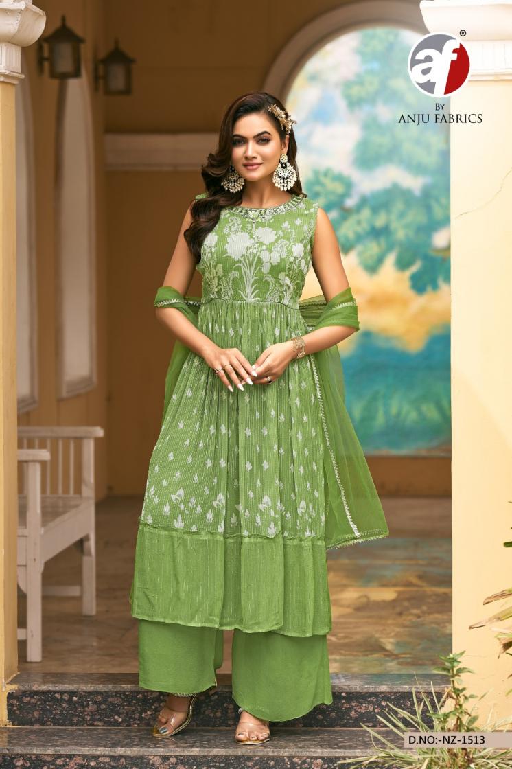 NZ 1513 BY ANJU FAB CORCHET GEORGETTE READYMADE UNIQUE PLAZZO KURTI WITH DUPATTA  