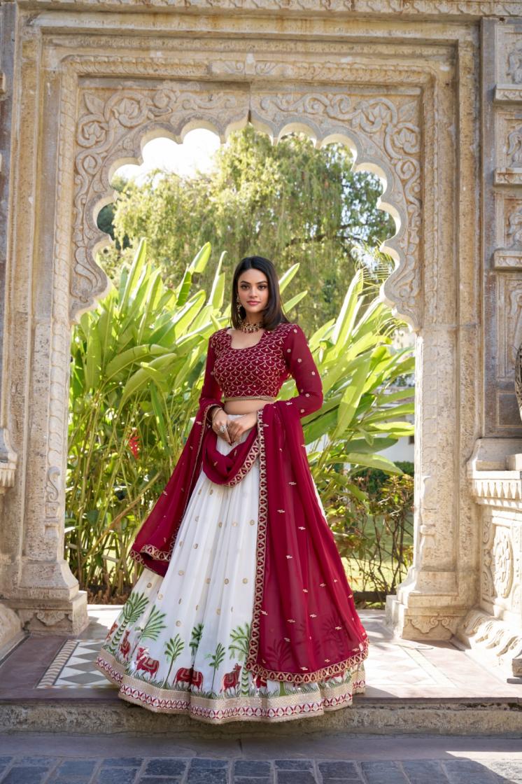 ANOKHI LNB1412 GEORGETTE STITCH LEHENGA UNSTITCH CHOLI FOR WEDDING 