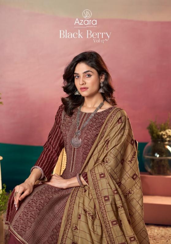 PAKISTANI DESIGNER SUITS AZARA BLACK BERRY VOL 17 DRESS 