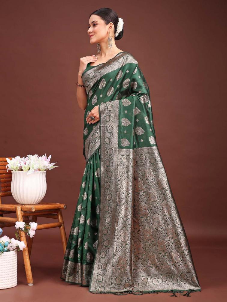 ASTITA BANARASI BLISS FANCY DESIGNER BANARASI SILK FABRIC SAREE WHOLSALE WITH LATKAN