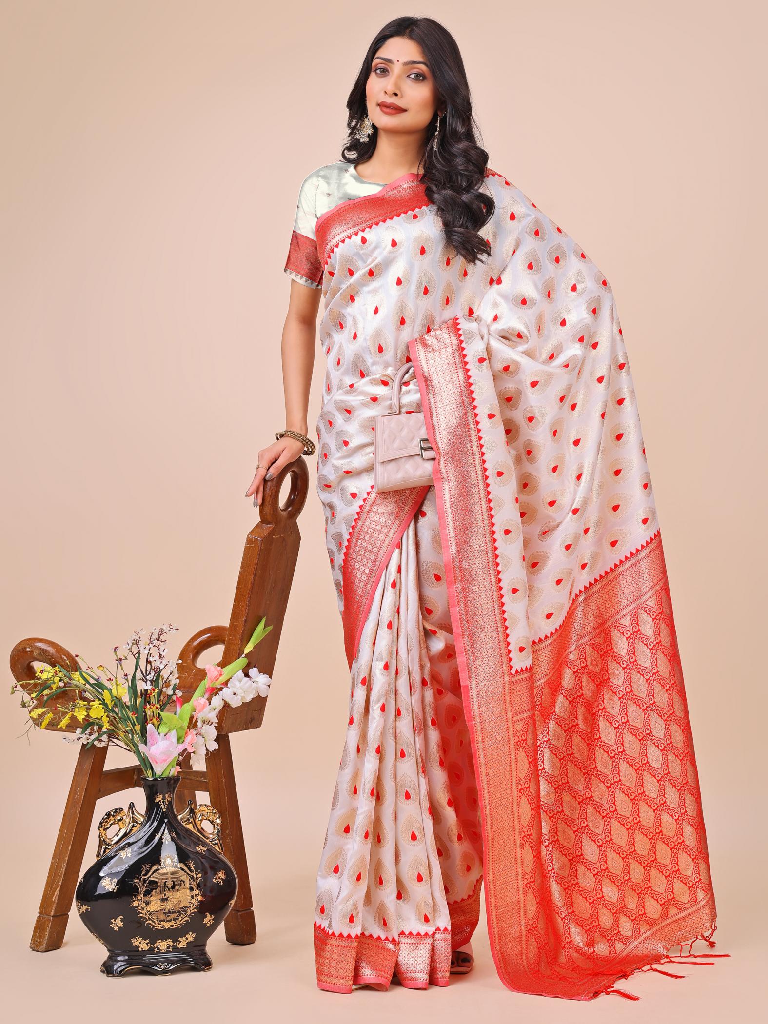 ASTITA BANARASI SILK FANCY DESIGNER BANARASI SILK FABRIC SAREE WHOLSALE WITH LATKAN