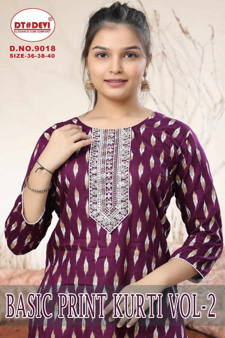 DT DEVI BASIC PRINT KURTI VOL 2 9018 RAYON FULL STITCH COMBO KURTI FOR KIDS 