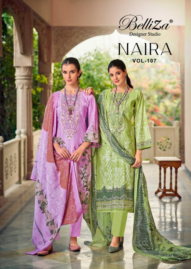 naira vol 107 by belliza designer full stitch cotton plus size modern pakistani suits 