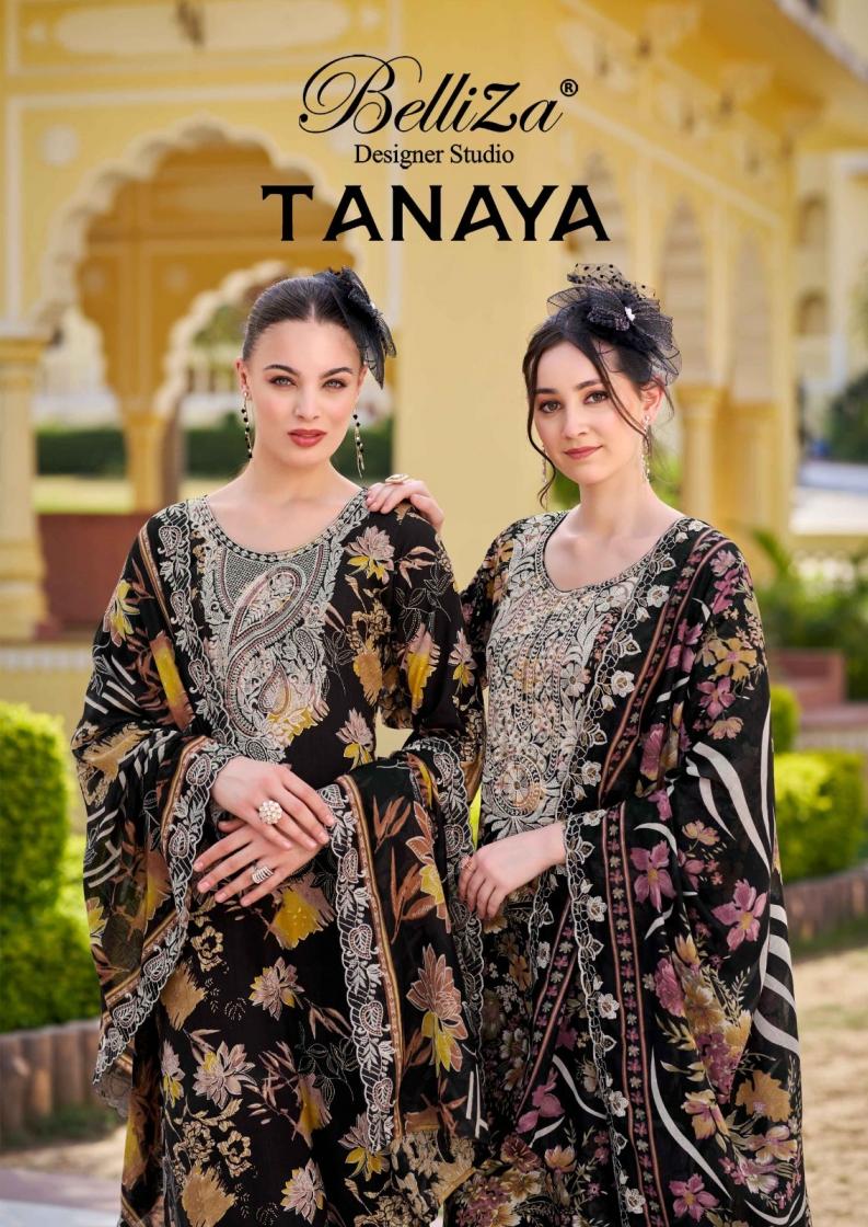 tanaya by belliza designer viscose rayon full stitch plus size modern pakistani suits  