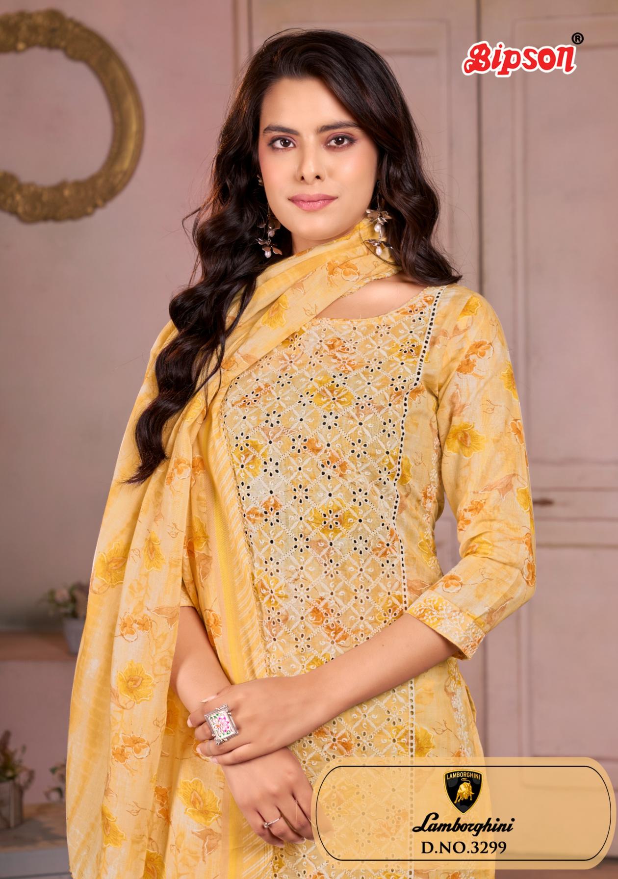 LAMBORGHINI 3299 BY BIPSON PINTS COTTON SCHIFFLI WORK 3 PIECE SUITS 