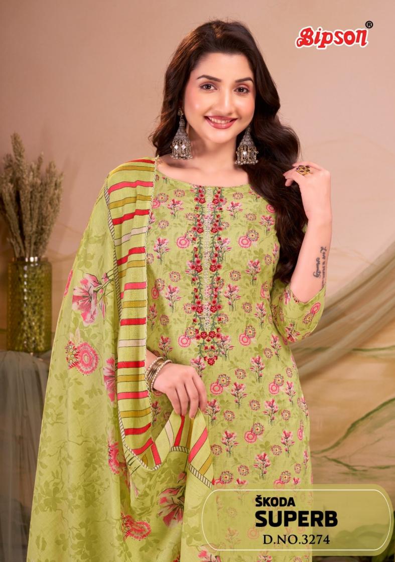 skoda superb 3274 by bipson prints cotton daily wear suit 