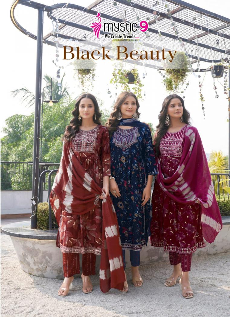 black beauty vol 5 by mystic9 full stitch rayon hit design fancy 3pcs dress