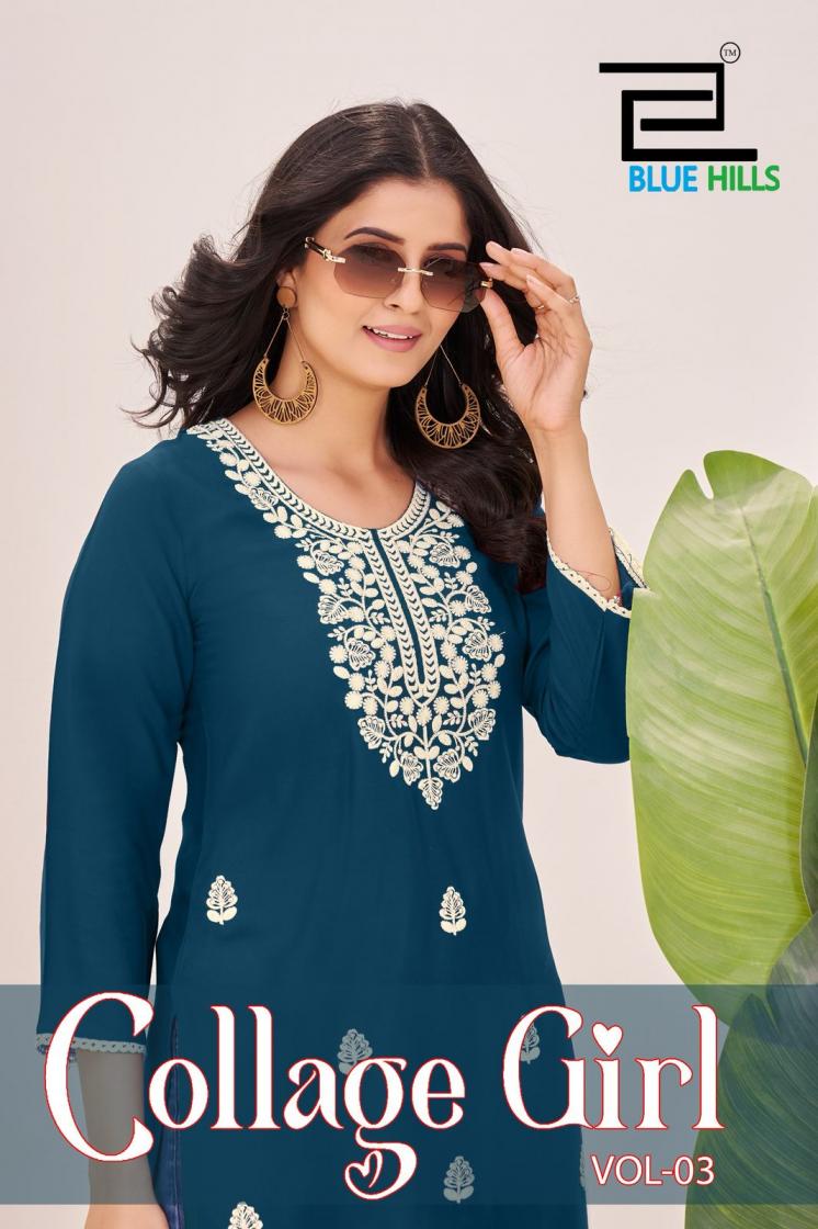 collage girl vol 3 by blue hills readymade plus size rayon fancy kurti online 