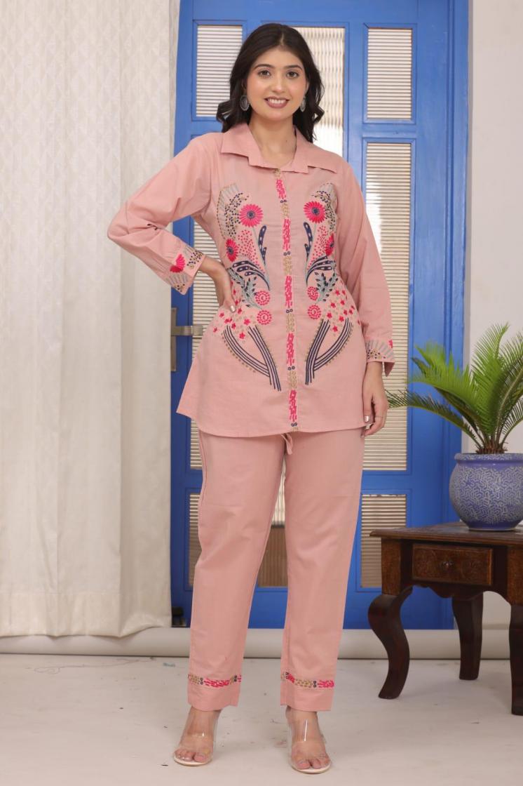 COTTON CAMBRIC UNIQUE COLOURS FULLY STITCH CO-ORD SETS 