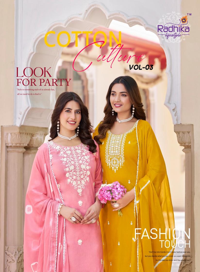 radhika lifestyle cotton culture vol 3 readymade cotton stylish plus size suits 