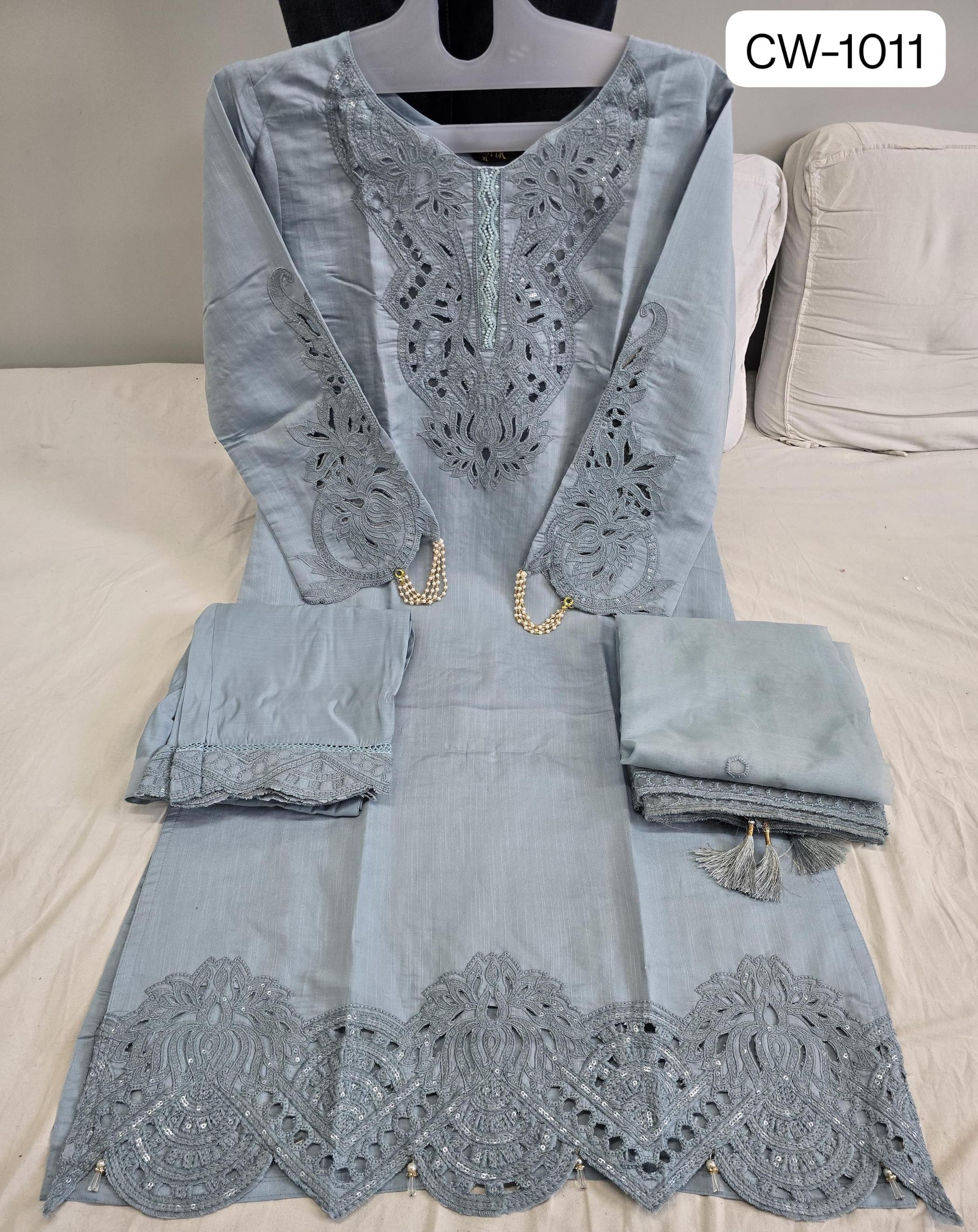 MUSHK SHRADDHA DESIGNER CW 1011 ROMAN SILK FULL STITCH PAKISTANI DRESS