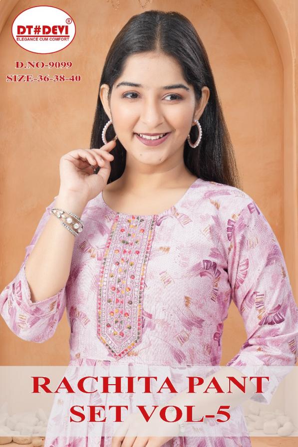 D.NO 9099 RACHITA PANT SET VOL 5 FULL STITCHED ANARKALI KURTI SET FOR KIDS 
