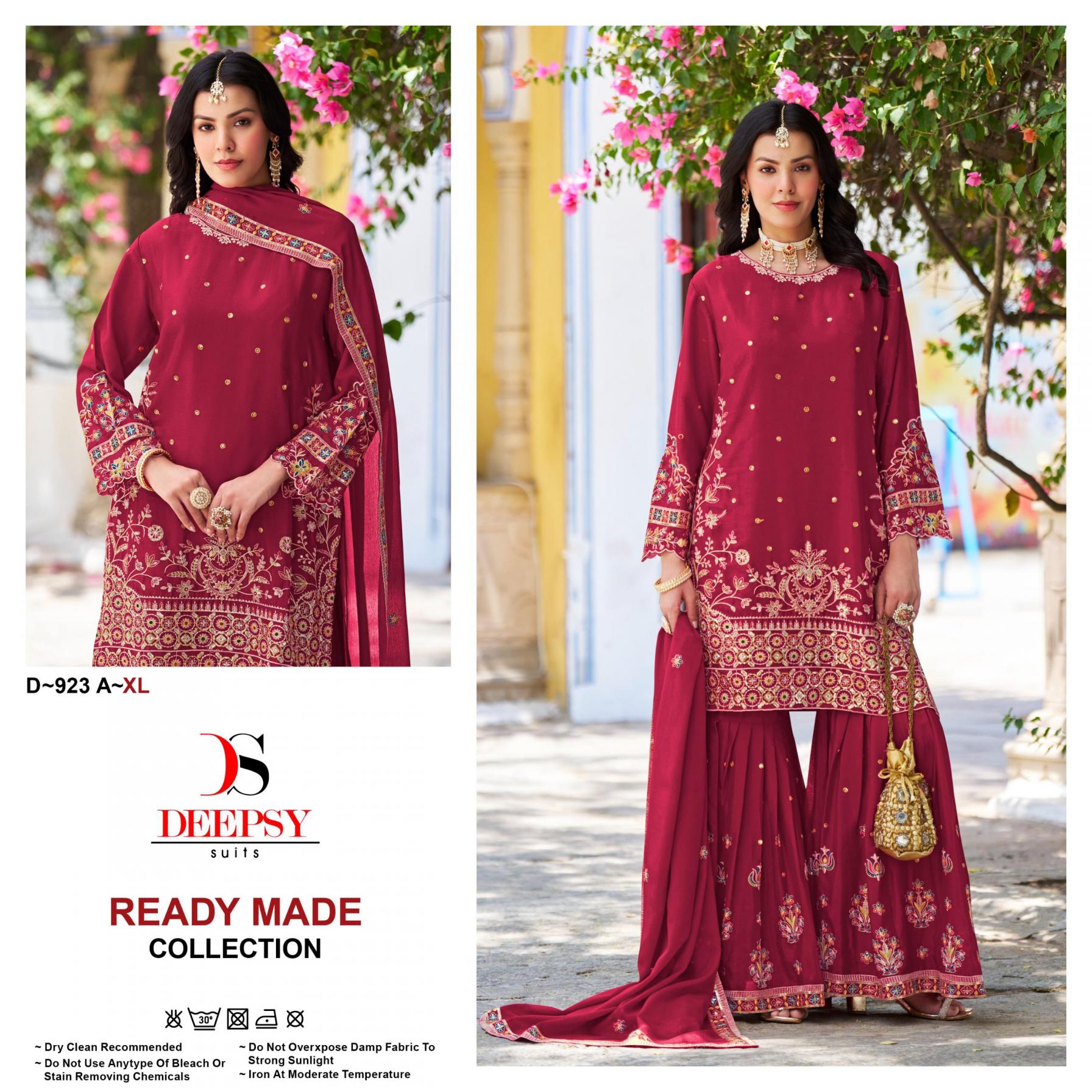 923 BY DEEPSY SUITS CHINON DESIGNER PLAZZO STYLE PAKISTANI 3PCS DRESS