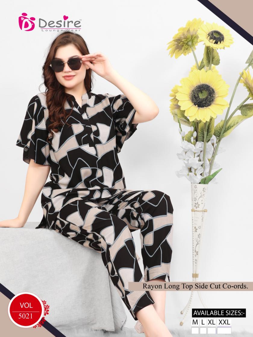 DESIRE 5015-5021 SERIES HIT DESIGN RAYON FULLY STITCH CO-ORD FOR WOMENS 