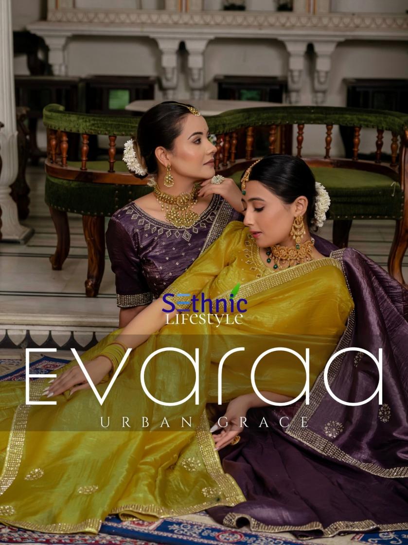 sethnic lifestyle evaraa 78001-78004 gold crush designer saree supplier 