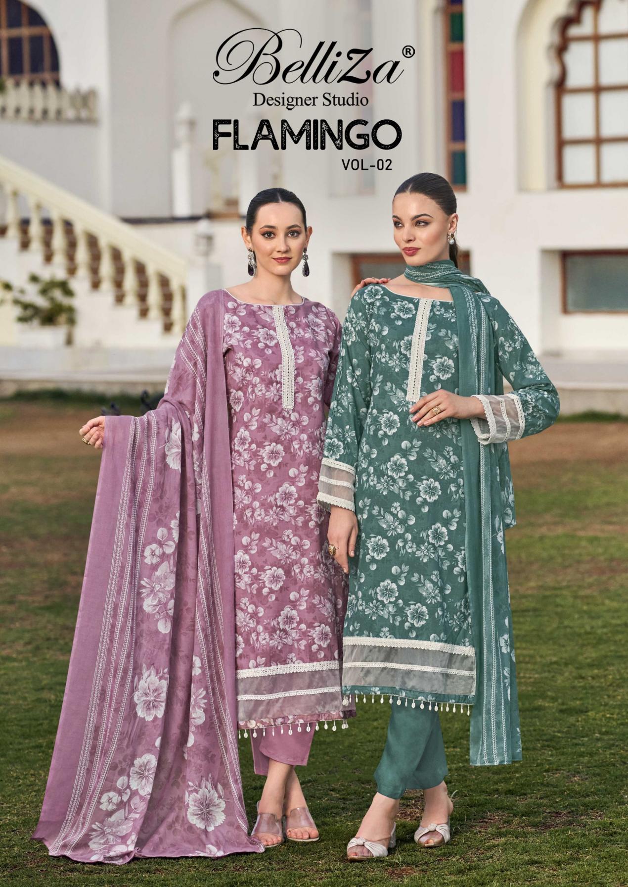BelliZa DESIGNER FLAMINGO VOL 2 COTTON STYLISH PAKISTANI 3PCS DRESS
