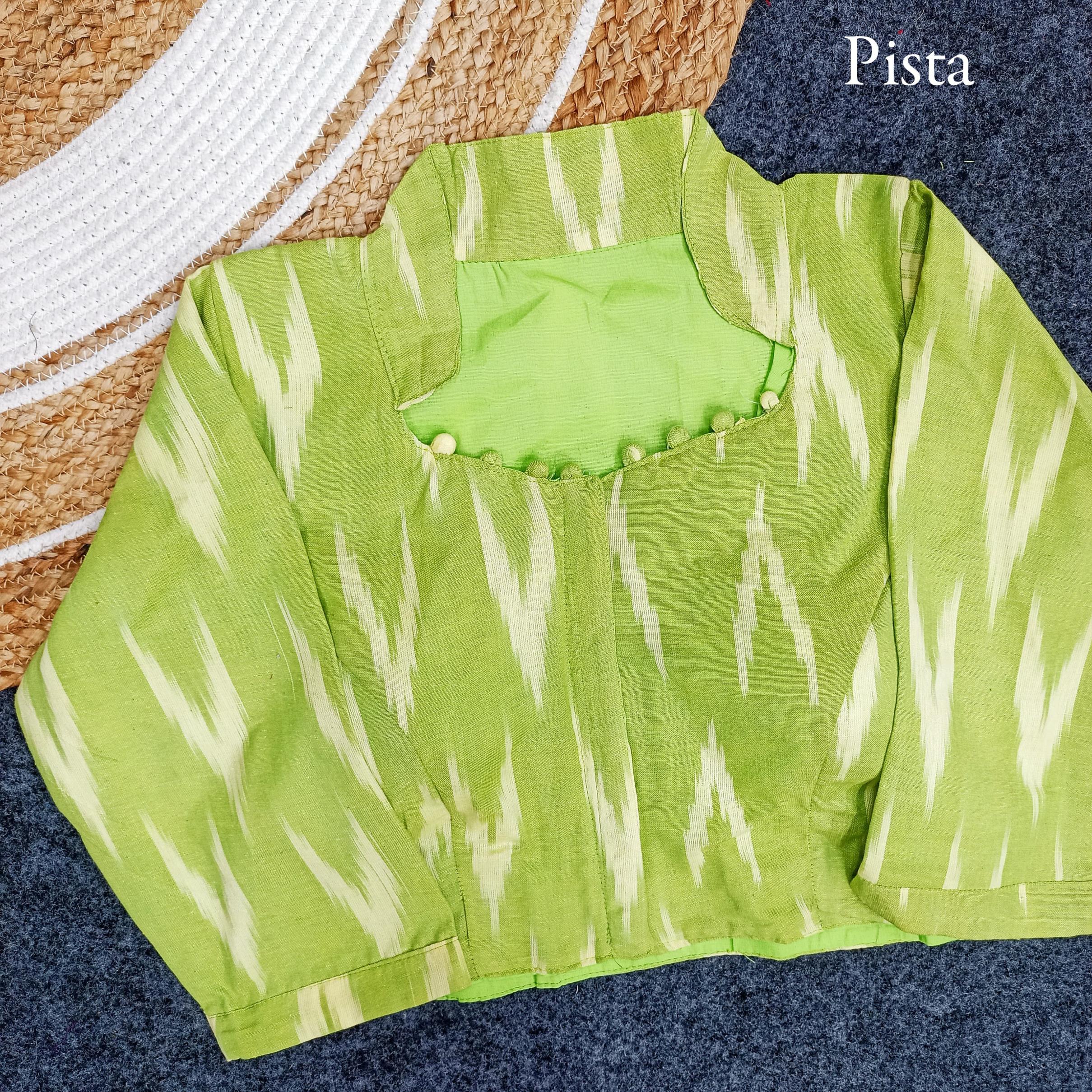 IKKAT COLLER POPULAR COTTON HANDLOOM PRINT FULL STITCH BLOUSE EXPORTS 