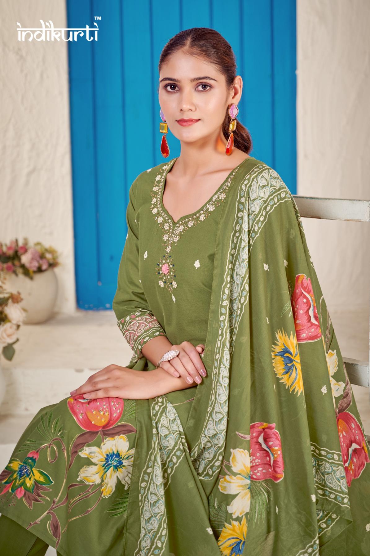 FIZA BY INDIKURTI MULL COTTON READYMADE UNIQUE COMBO 3PCS DRESS