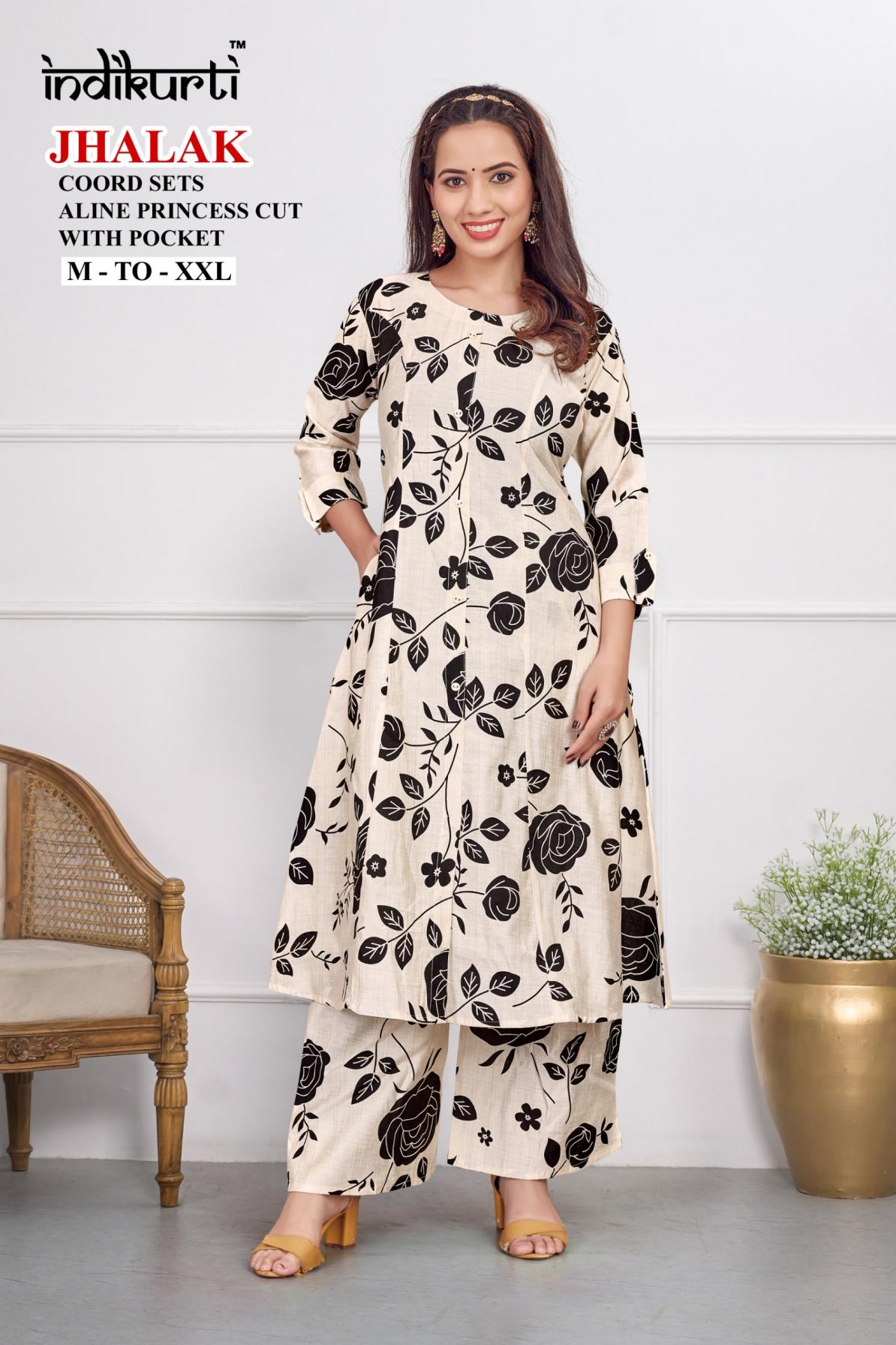 INDIKURTI JHALAK AMAZING VERTICAN PRINT FULLY STITCH COMBO CO-ORD SETS 