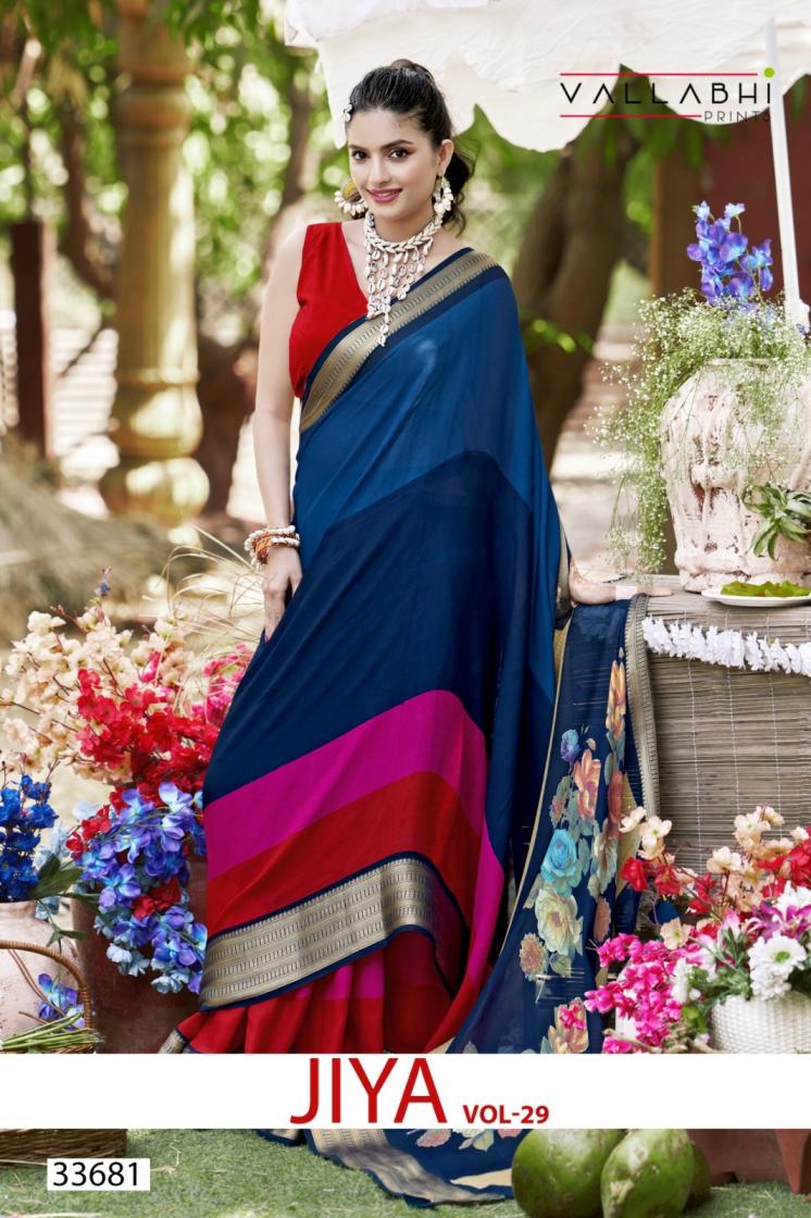 vallabhi prints jiya vol 29 moss georgette fashionable saree supplier 