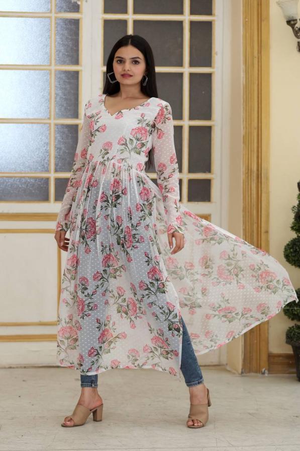 KA 1050 FLORAL PRINT SHOP TRENDY DIGITAL PRINT FULL STITCH KURTIS EXPORTS 