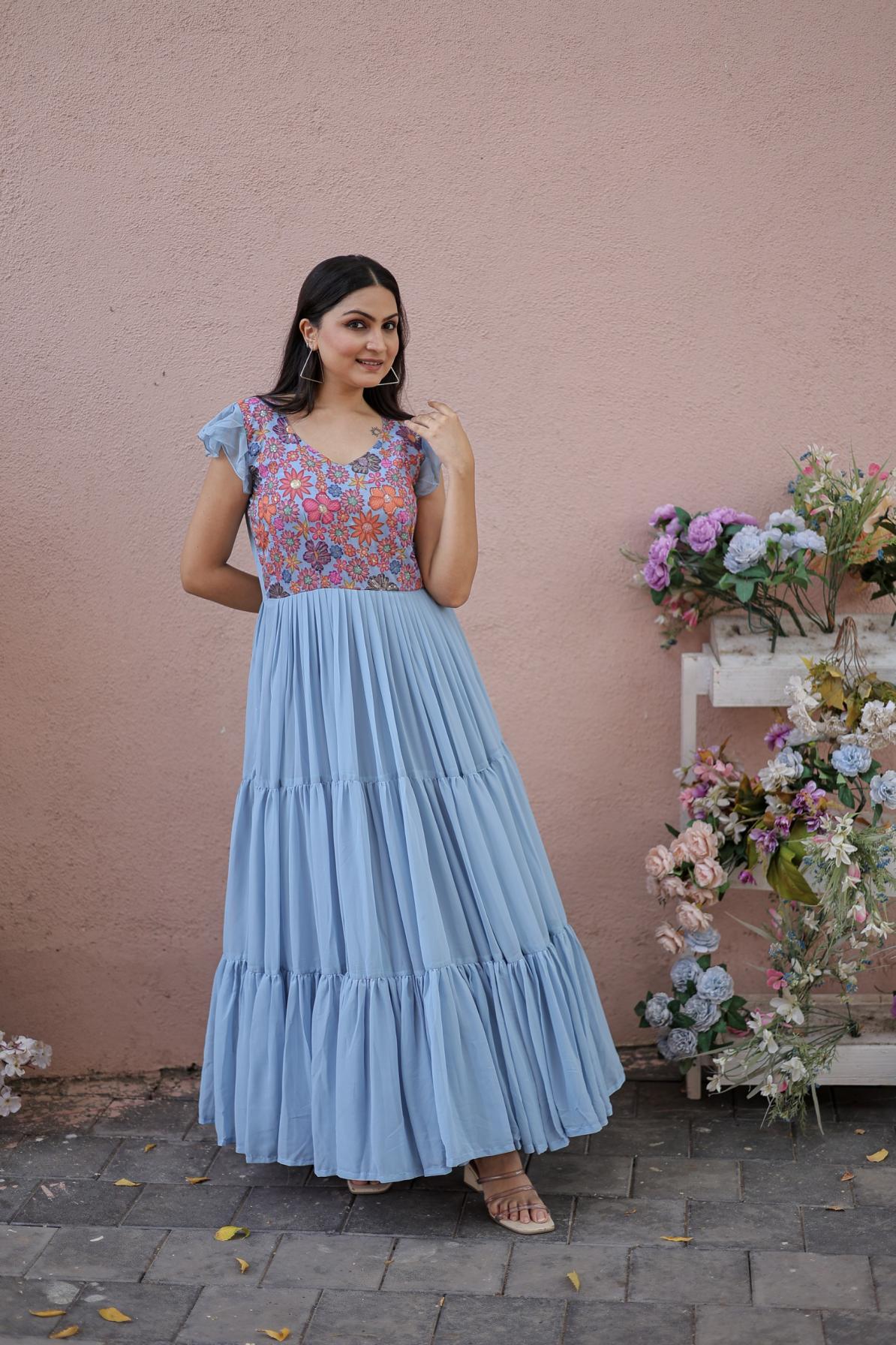 KA 1053 FABULOUS FULL STITCHED GOWN 