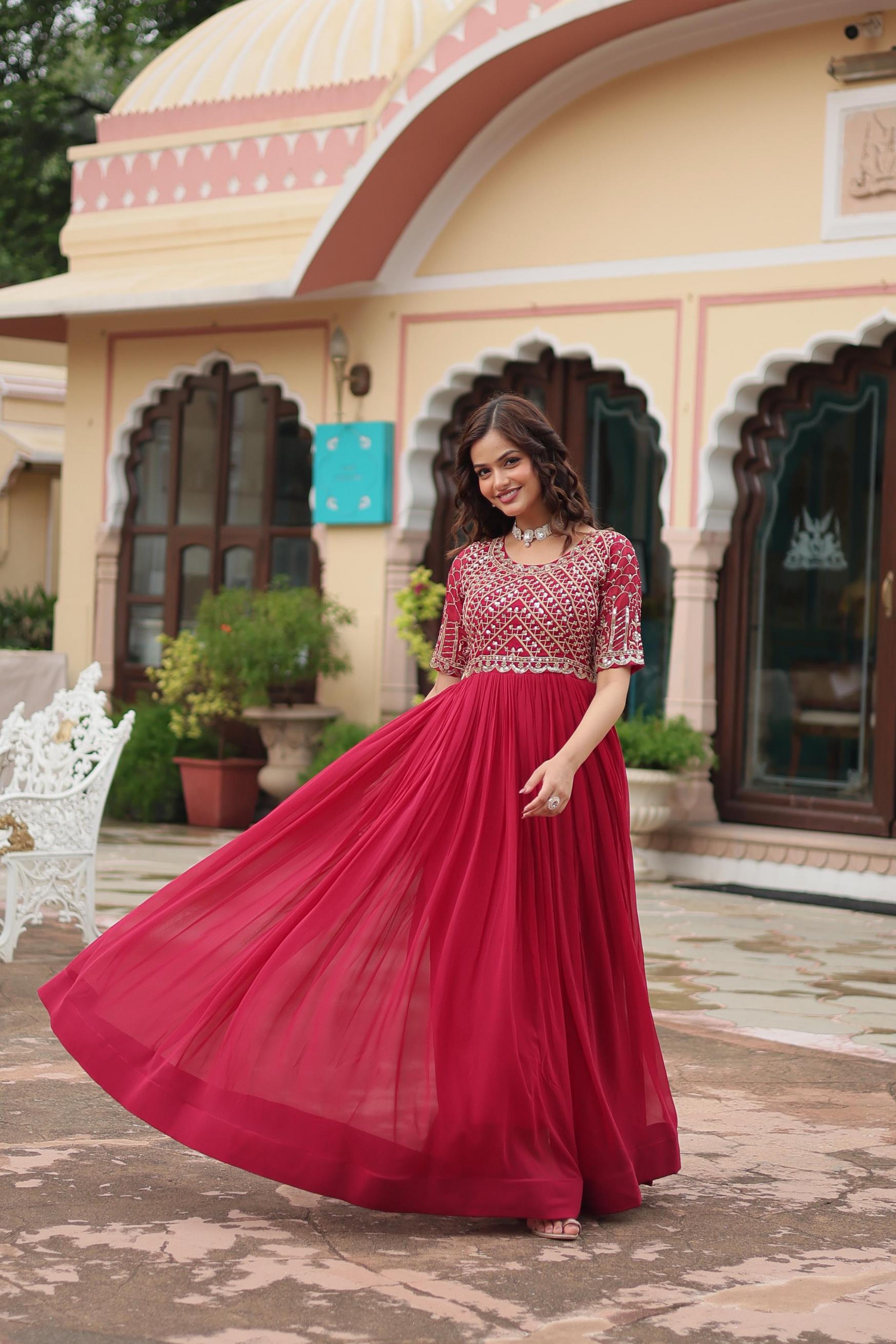 KA 1121 FAUX BLOOMING FULLY STITCH CLASSIC FLAIR GOWN 