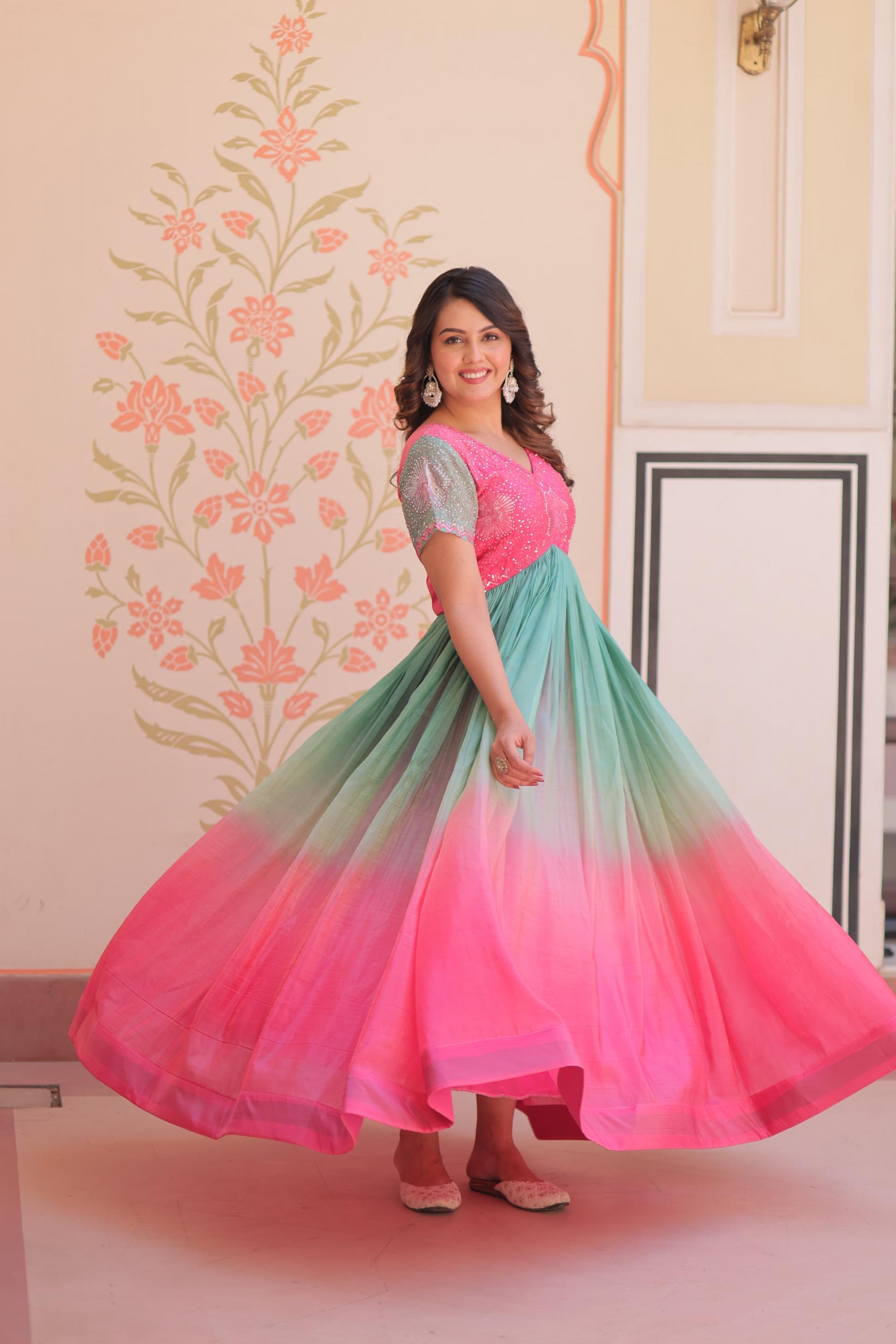 KA 1169 GOLD CRUSH READYMADE PARTY WEAR GOWN FOR LADIES 