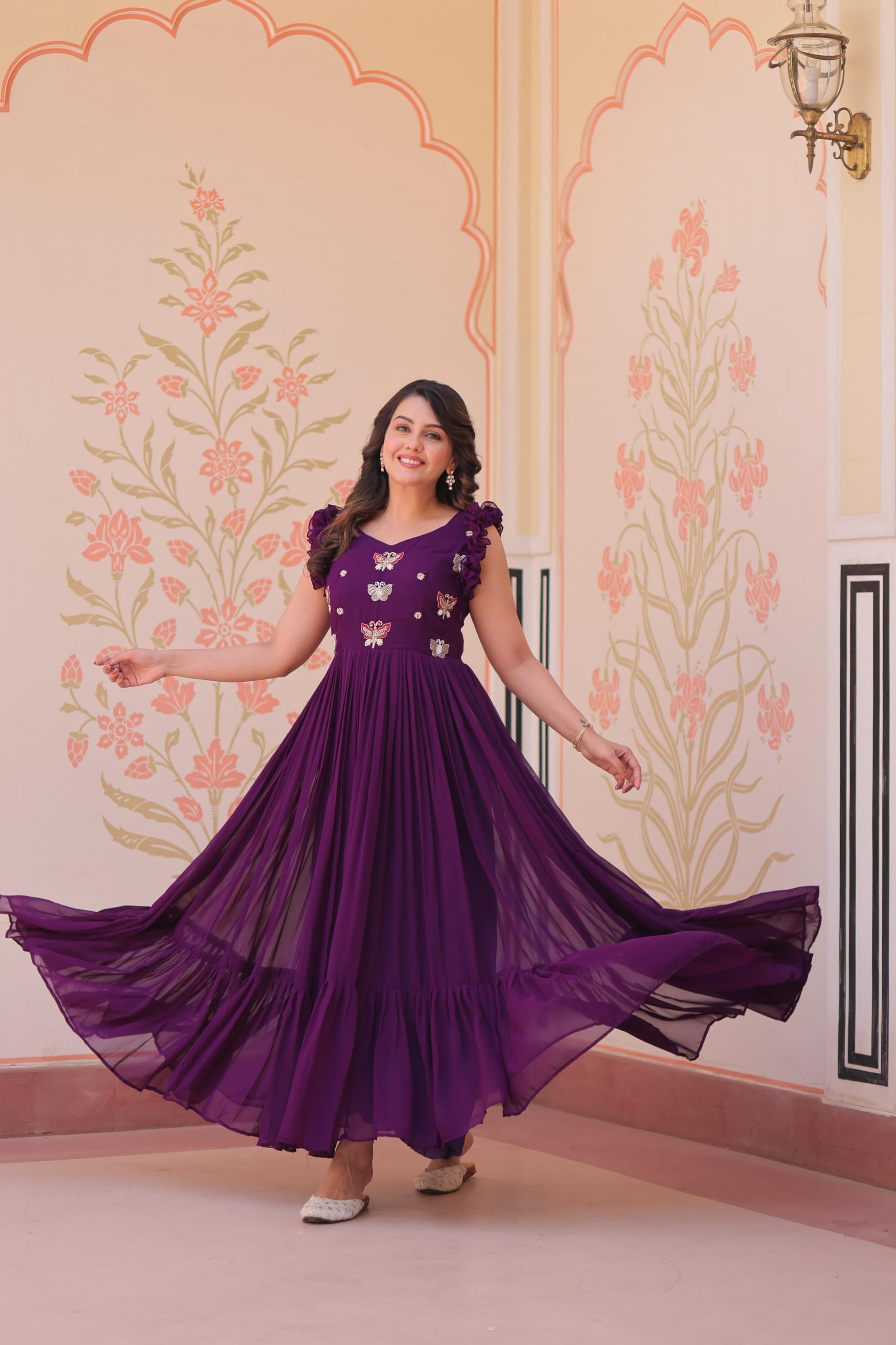 KA 1174 READYMADE FAUX BLOOMING LUXURIOUS GOWN FOR WOMEN