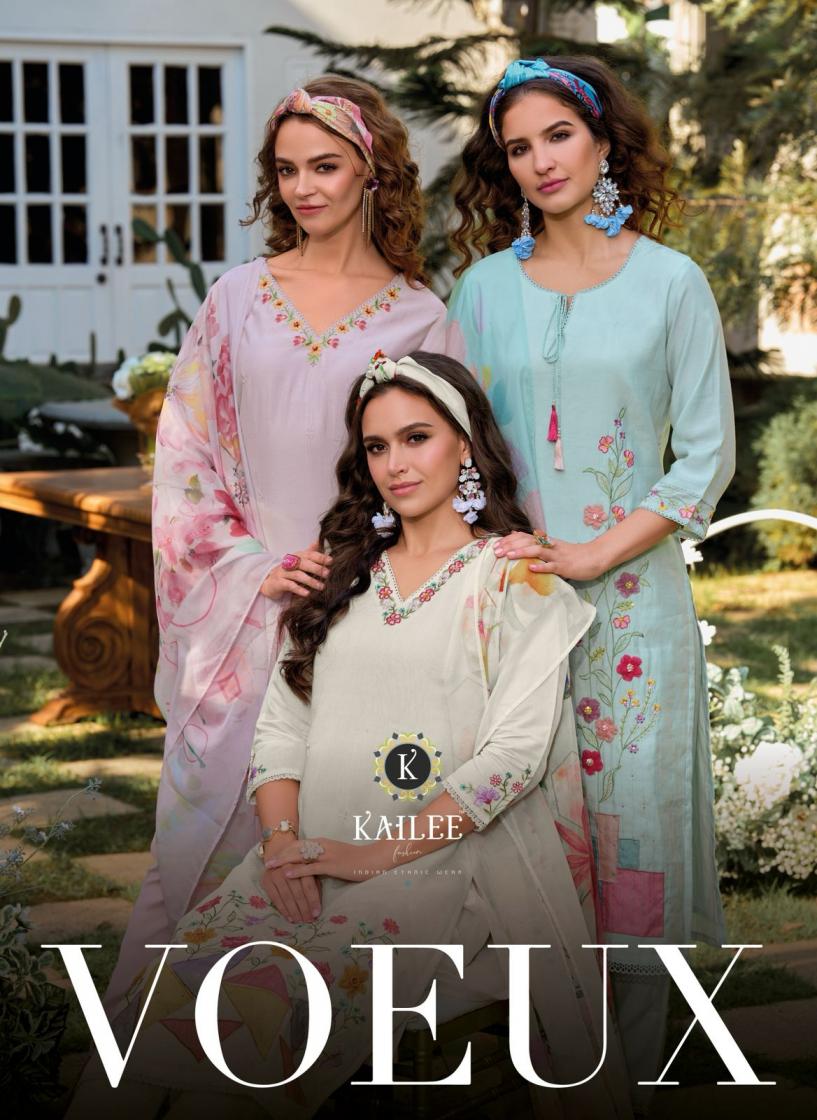 VOEUX BY KAILEE FASHION COTTON UNIQUE KURTI  PANT WITH DUPATTA 