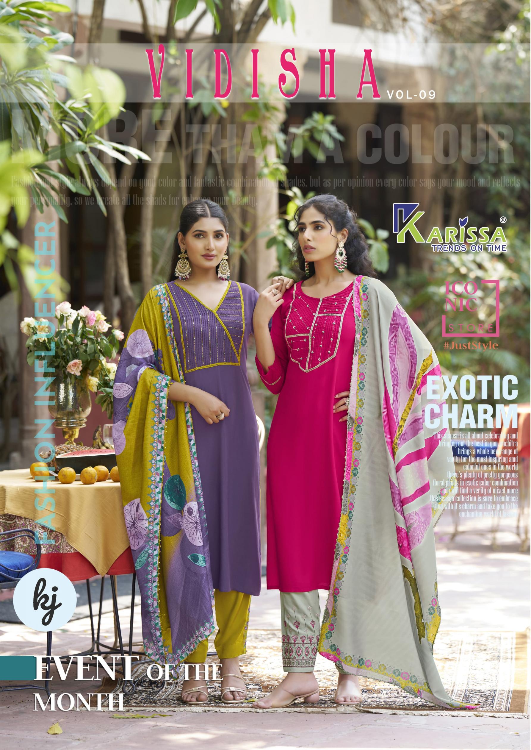 vidisha vol 9 by karissa fashionable rayon full stitch 3pcs dress