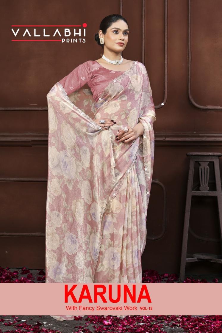 vallabhi print karuna vol 12 new design chiffon saree 2025