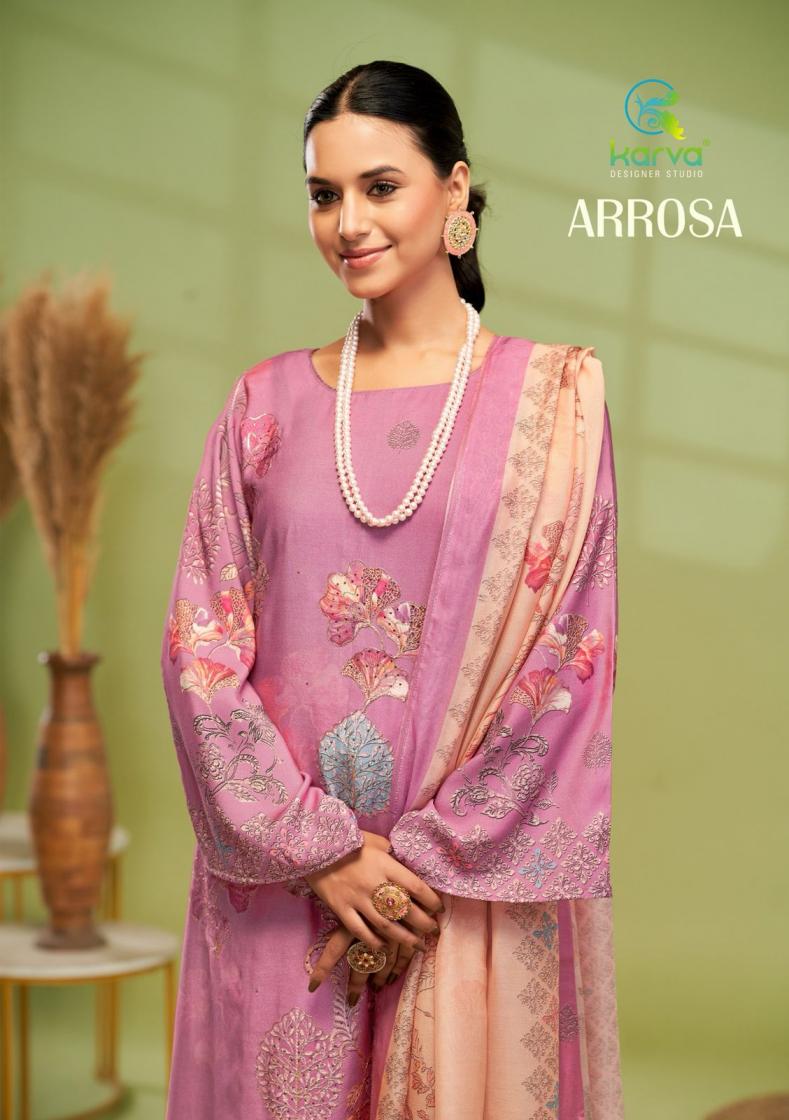 ARROSA BY KARVA DESIGNER VISCOSE MUSLIN UNSTITCH LADIES SUITS 