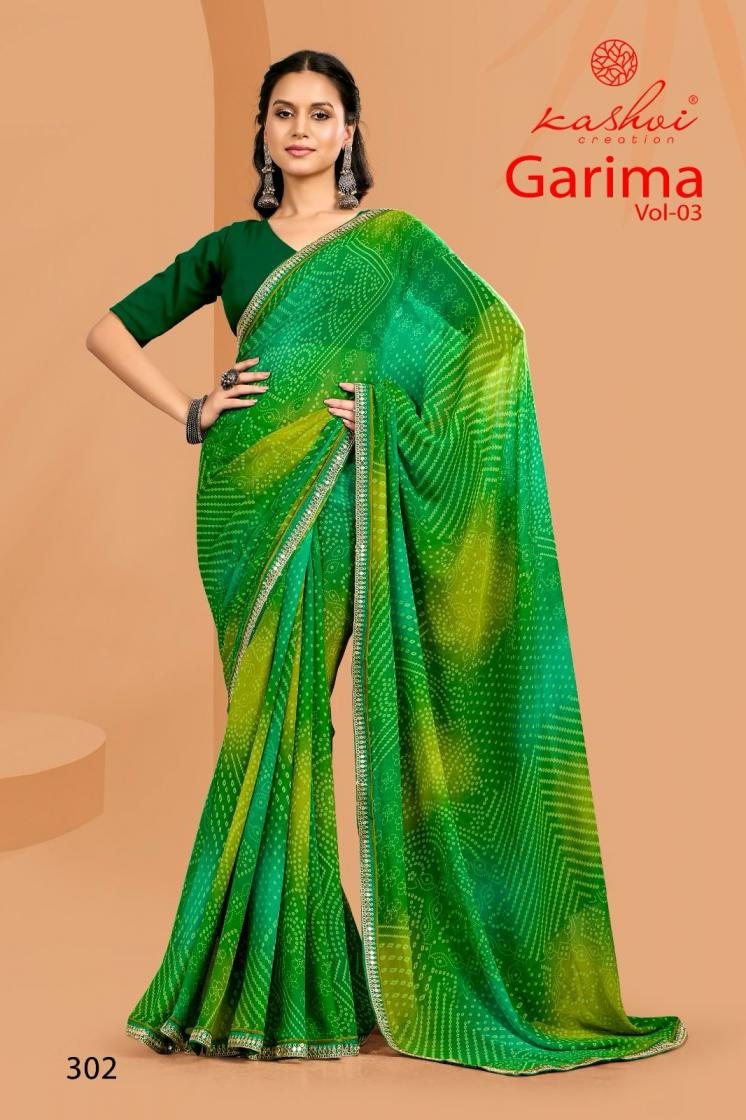 garima vol 3 by kashvi creation pretty look georgette sarees wholesaler  