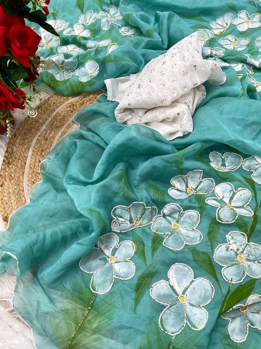 kc 148 soft teby silk beautiful hand brush print new design saree 2025