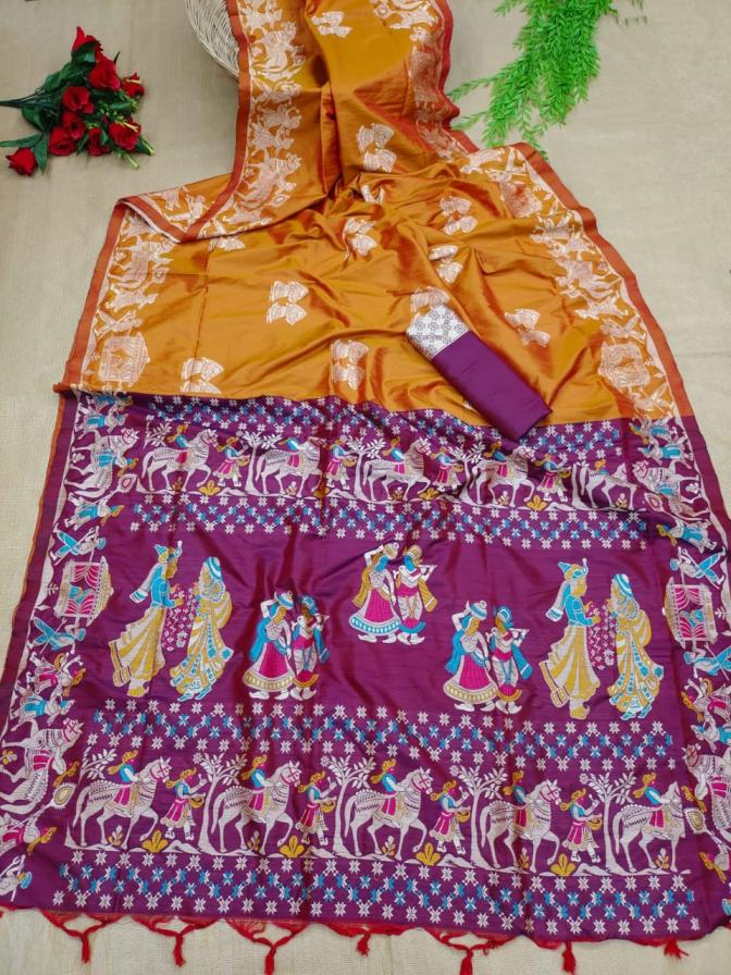 kc 321 soft raw silk two tone hit design weaving sarees 