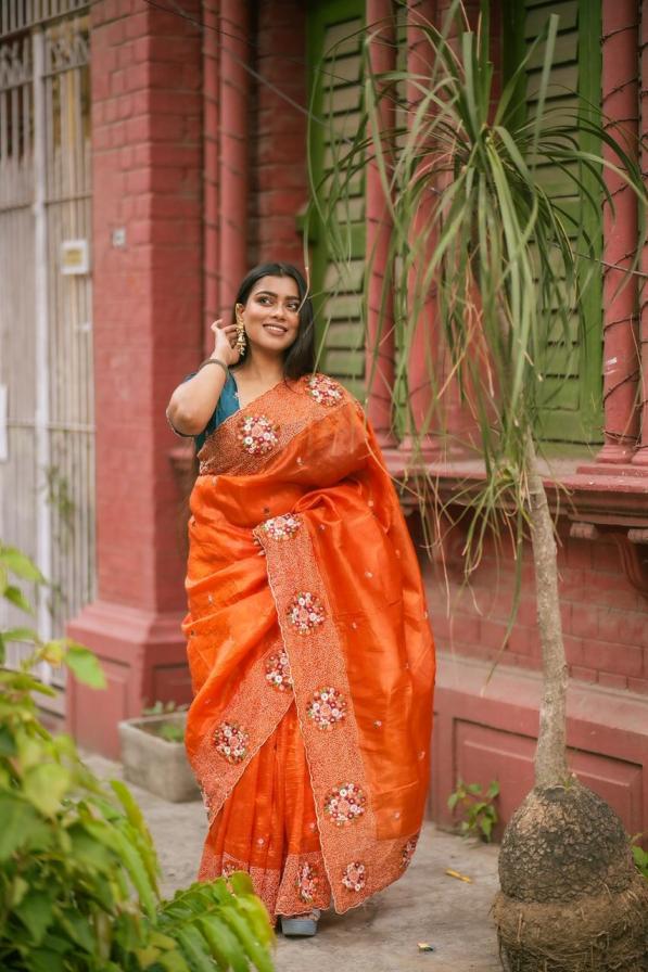 kc 383 flowerpot new design paper crush silk saree 2025