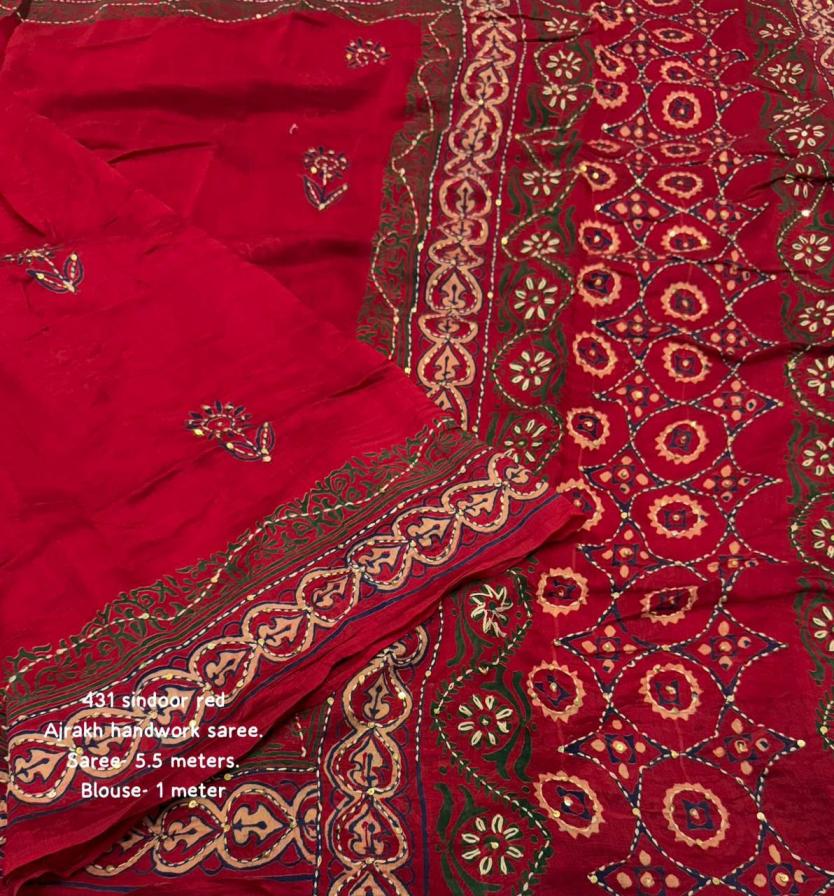 KC 431 AJRAKH NEW DESIGN CHANDERI COTTON SAREE 2025
