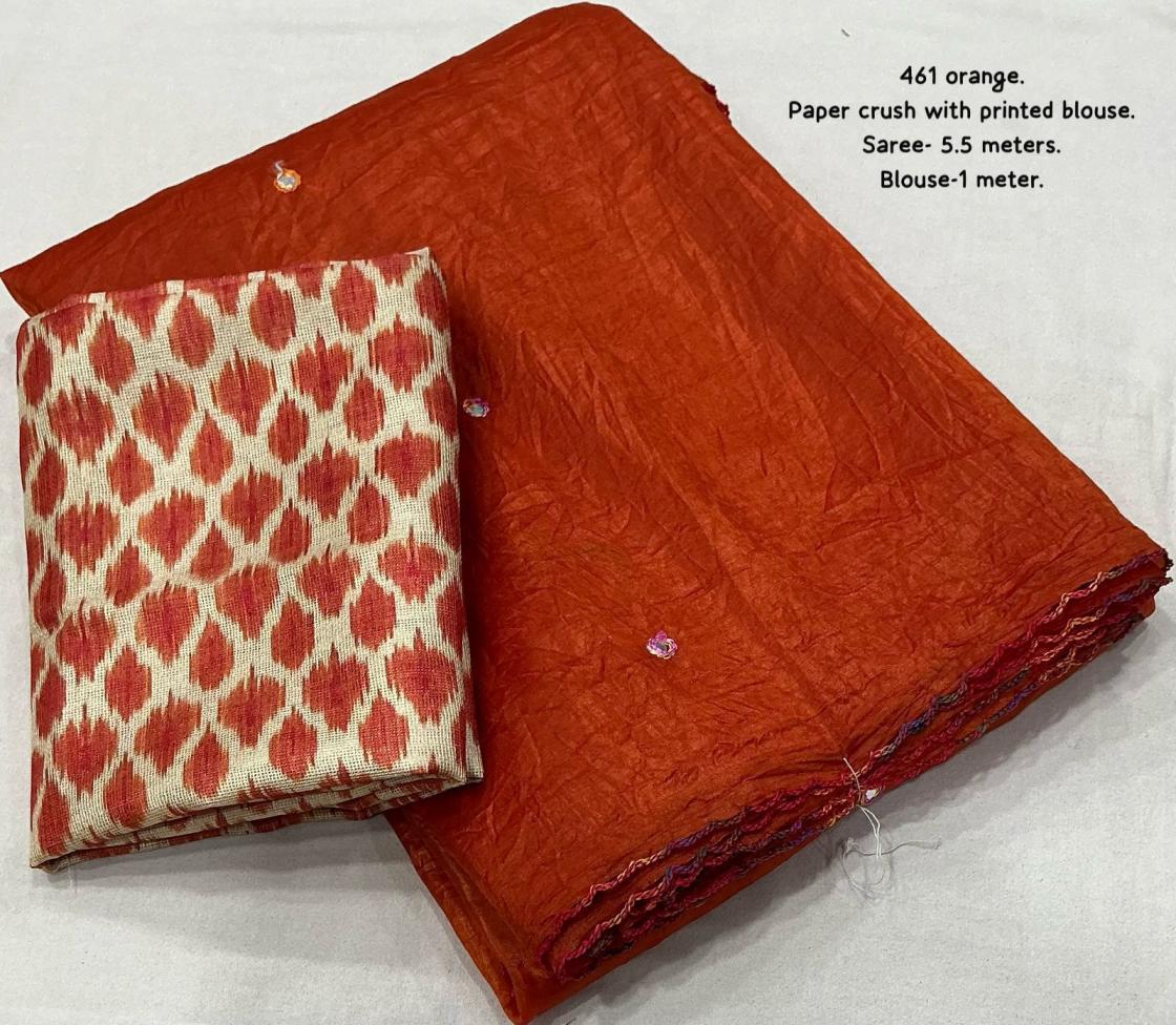 KC 461 ORGANZA PAPER CRUSH PRETTY LOOK SAREE FOR WOMENS 