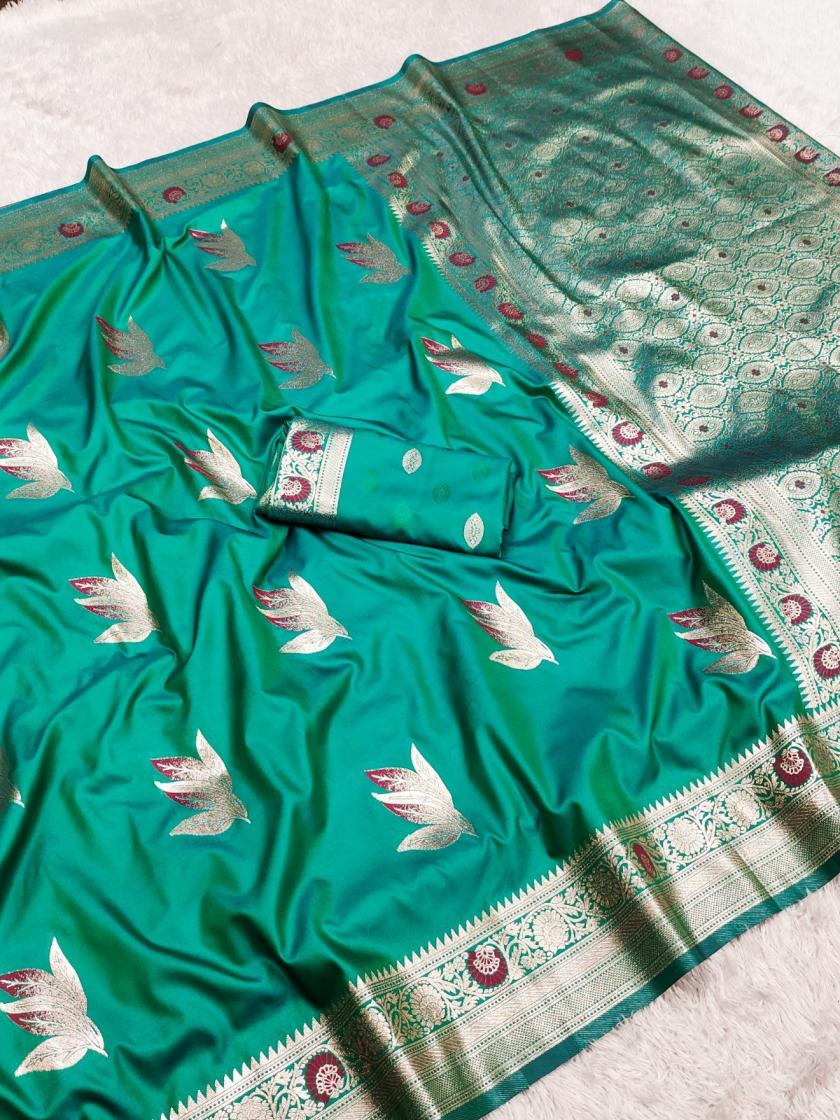 kc 7006 banarasi silk zari weaving meenakari designer saree online 
