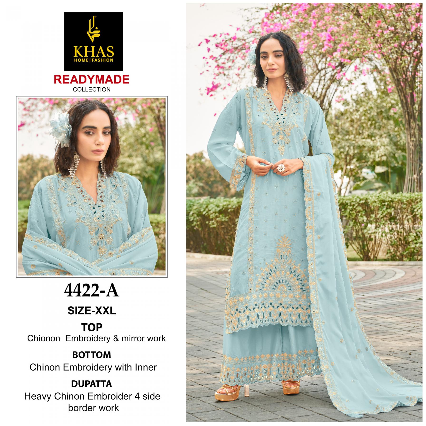 4427ABC BY KHAS CHINON EMBRODERIED PAKISTANI DRESS MATERIAL 