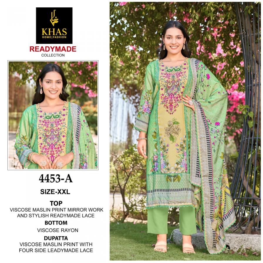 4453 BY KHAS VISCOSE MUSLIN DAILY WEAR PAKISTANI 3PCS DRESS