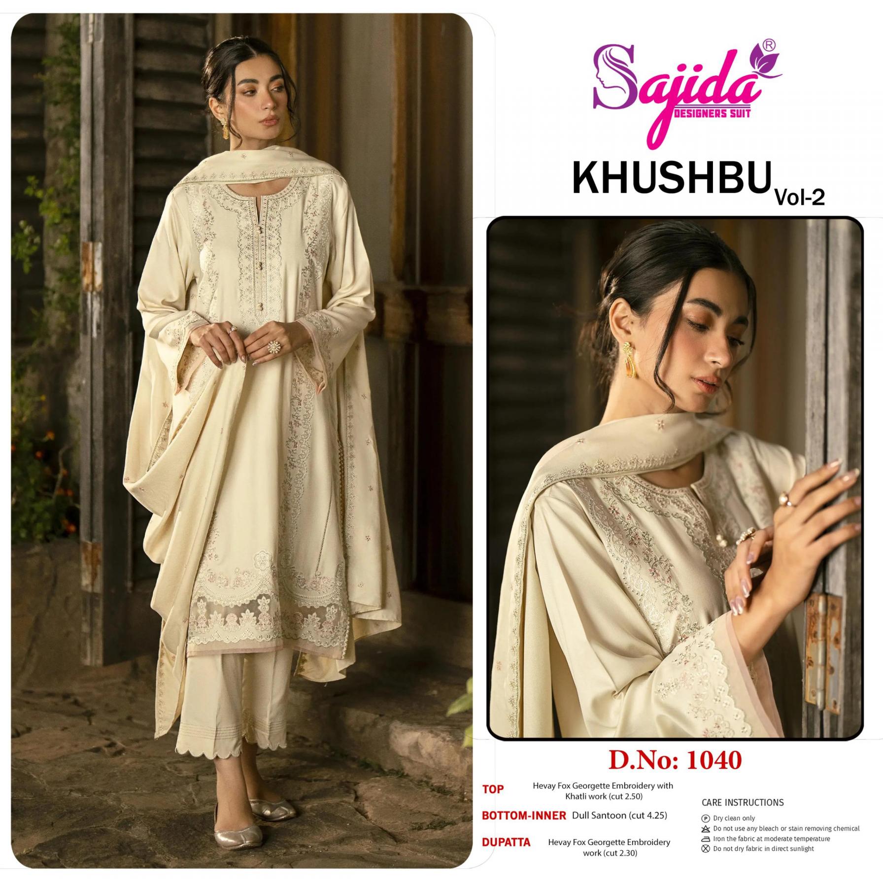 SAJIDA DESIGNER KHUSHBU VOL 2 1040 GEORGETTE MODERN PAKISTANI SUITS 