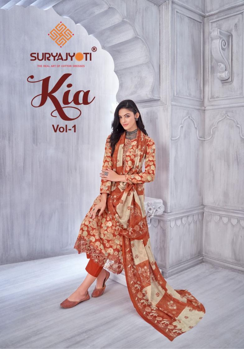 suryajyoti kia vol 1 lawn cotton shop trendy unstitch 3pcs dress