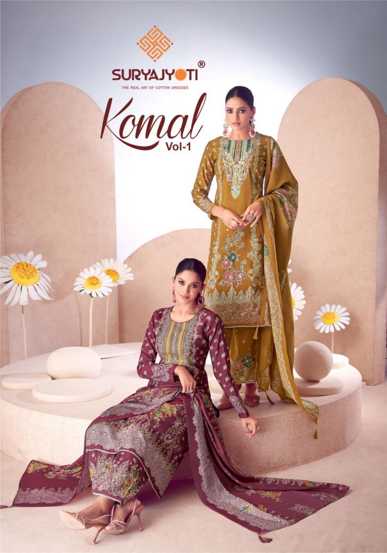 suryajyoti komal vol 1 modal discharge print modern pakistani dress material 
