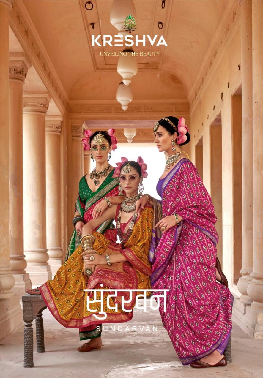 sundarvan by kreshva popular design silk stylish sarees 
